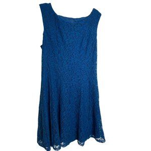 Connected Apparel Womens Navy Blue A-Line Lace Dress Size 14 Whimsigoth Romantic